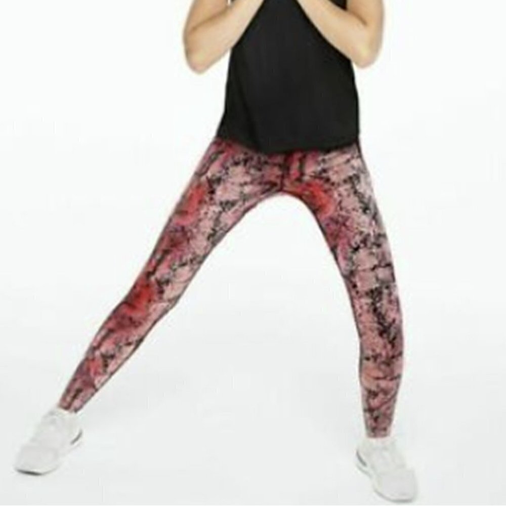 💎245 Pink Victoria's Secret Sport Red Snakeskin leggings